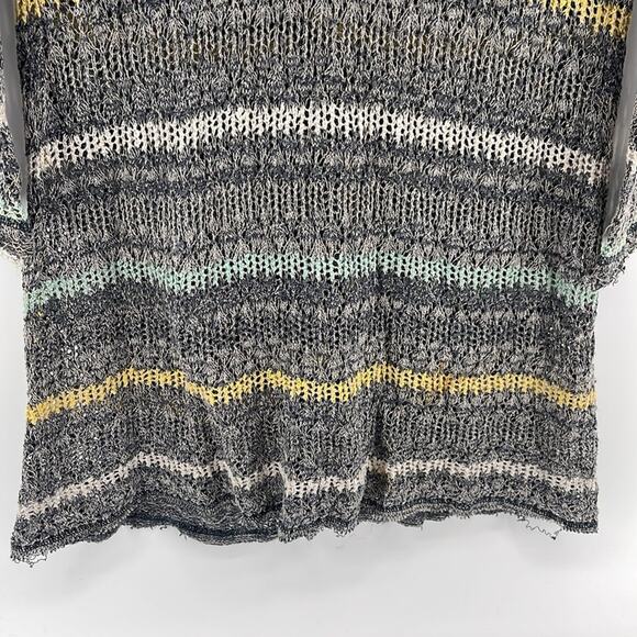 Free People Life's a Beach loose open knit striped scoop neck tunic sweater sz S - Picture 4 of 8
